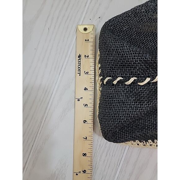 Cappelli Straworld Purse Black Lg Woven Straw Boho Hobo Coastal Resort Cruise - Picture 15 of 16